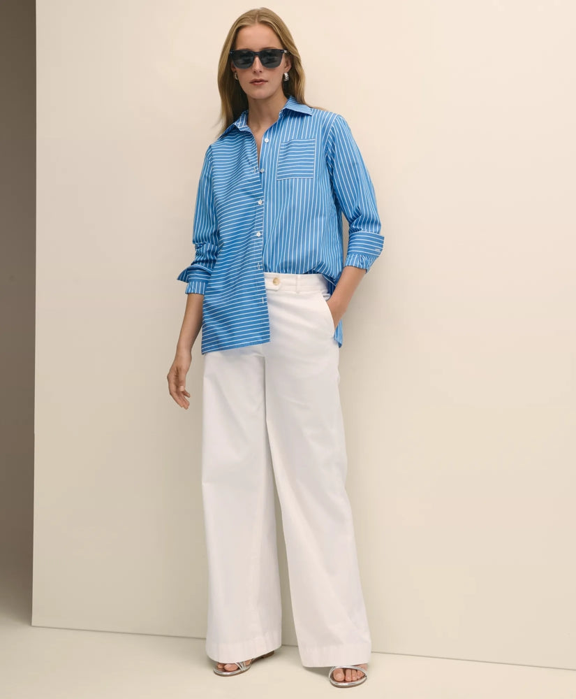 Cotton Twill Wide-Leg Pants | Brooks Brothers
