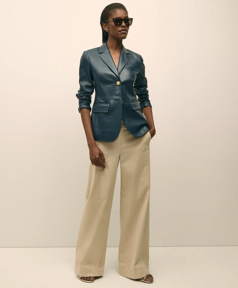 Cotton Twill Wide-Leg Pant | Brooks Brothers