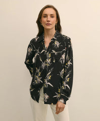Crepe Viscose Relaxed Bird-Print Blouse | Brooks Brothers