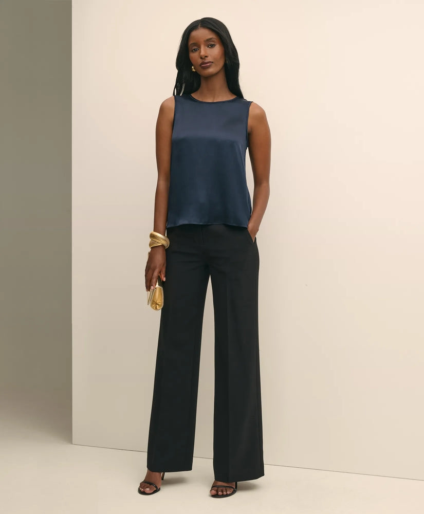Crepe Wide-Leg Pants | Brooks Brothers