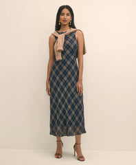 Crinkle Chiffon Plaid Maxi Dress | Brooks Brothers