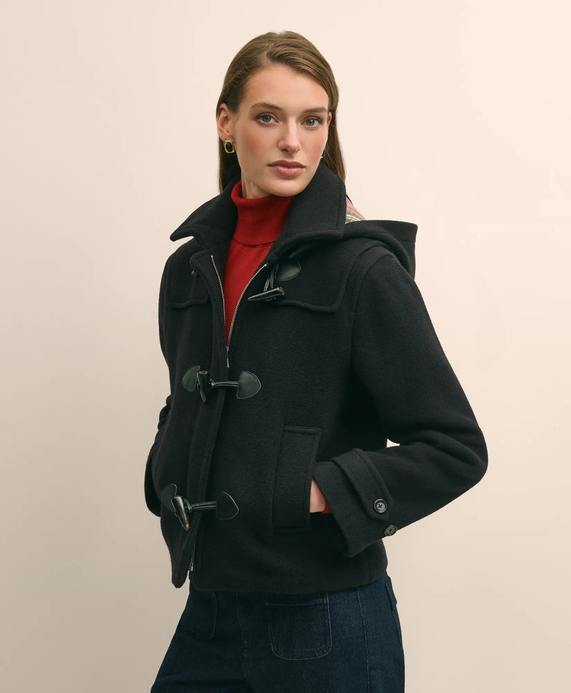Cropped Wool Toggle Coat With Removable Hood | Brooks Brothers