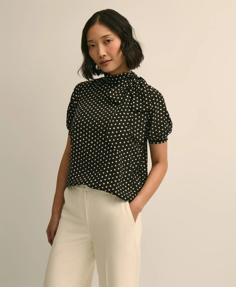 Dot-Print Tie-Neck Blouse | Brooks Brothers