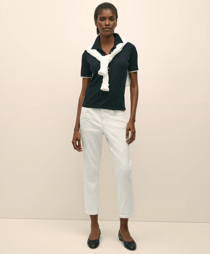 Floral Embroidered Straight Leg Jeans | Brooks Brothers
