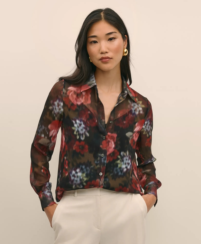 Floral Print Sheer Blouse with Camisole | Brooks Brothers
