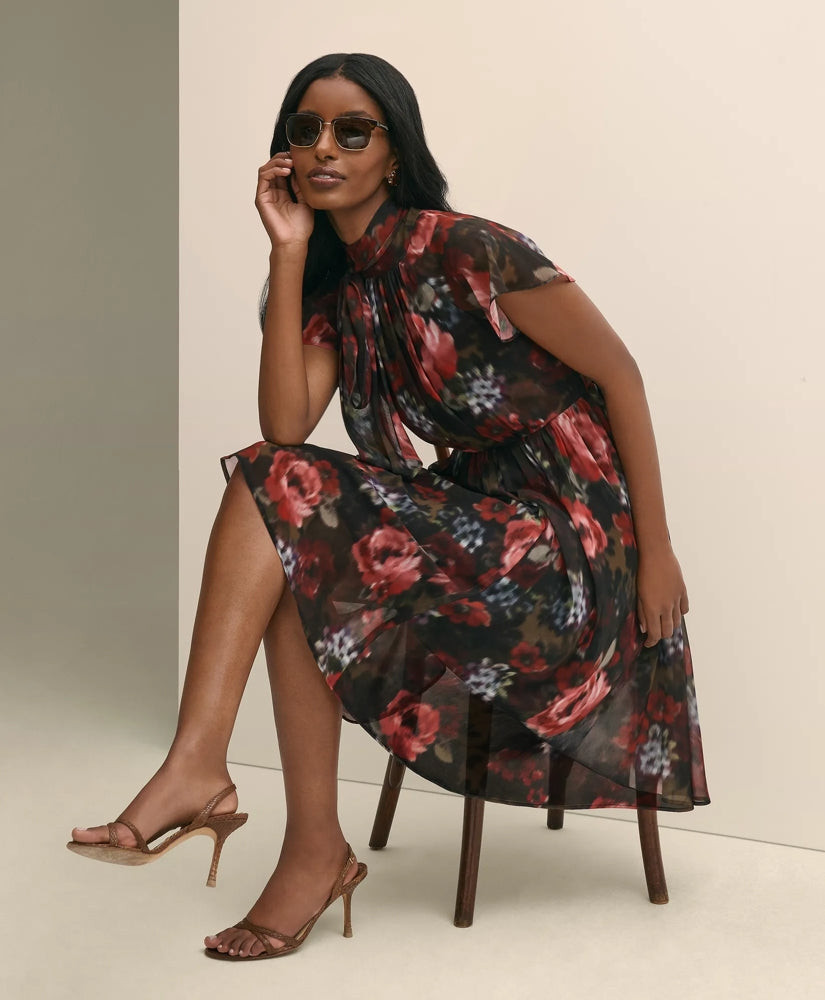 Flutter-Sleeve Halter Dress | Brooks Brothers
