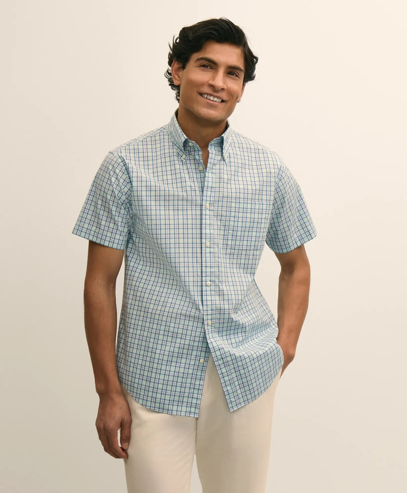 Friday Shirt, Short-Sleeve Poplin Check | Brooks Brothers