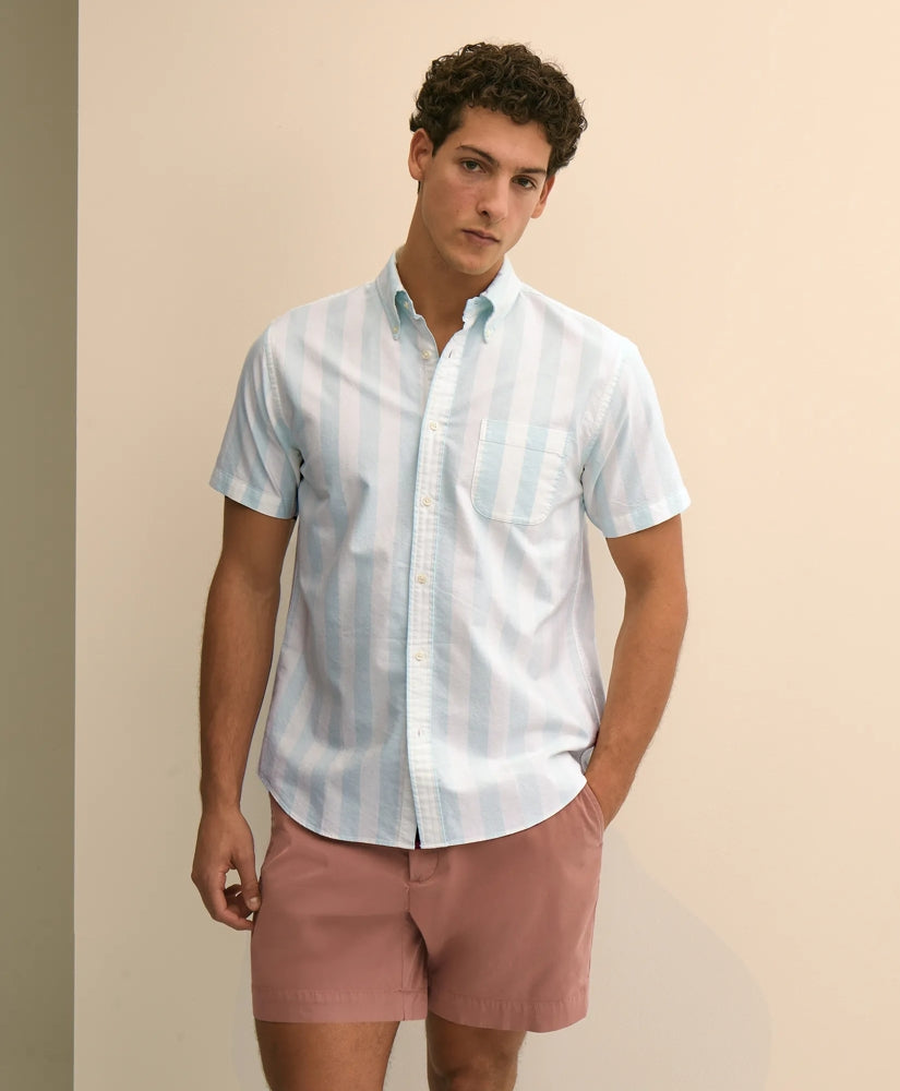 Friday Shirt, Short-Sleeve Oxford Stripe | Brooks Brothers