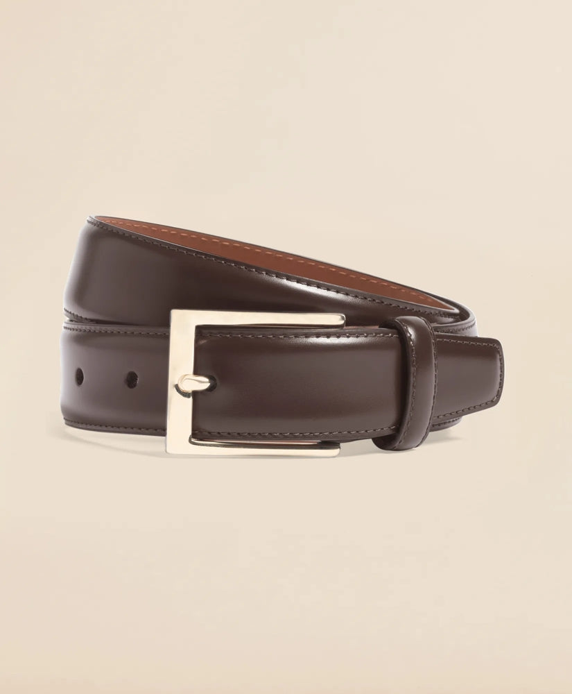 Gold Buckle Leather Dress Belt | Brooks Brothers