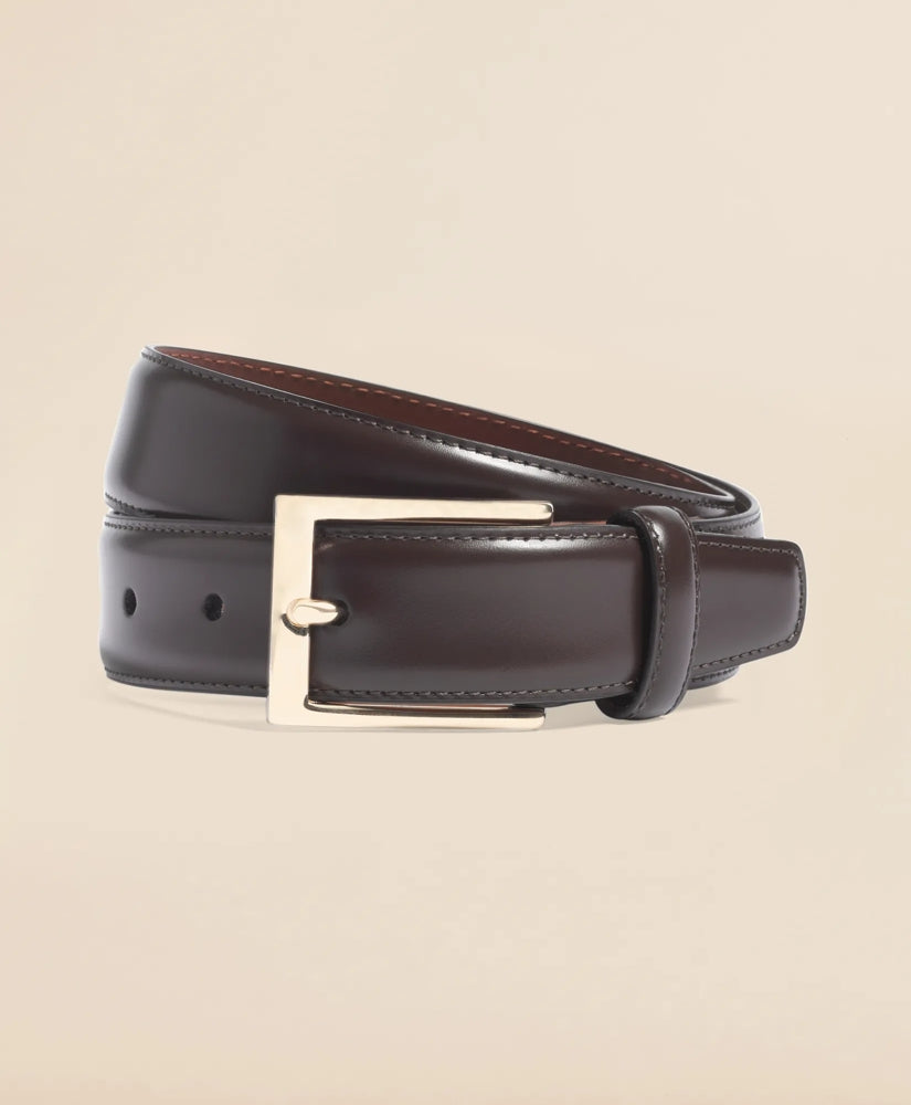 Gold Buckle Leather Dress Belt | Brooks Brothers