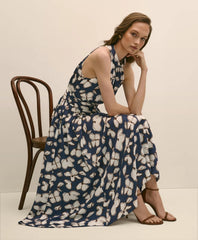 Halter Dress in Abstract Floral Print | Brooks Brothers