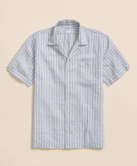 Irish Linen Camp Collar, Striped Short-Sleeve Shirt | Brooks Brothers