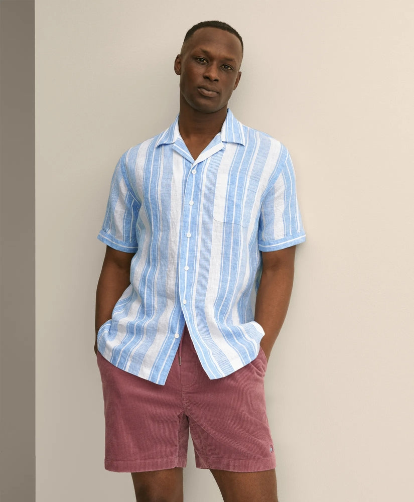 Irish Linen Short-Sleeve Camp Collar Sport Shirt | Brooks Brothers