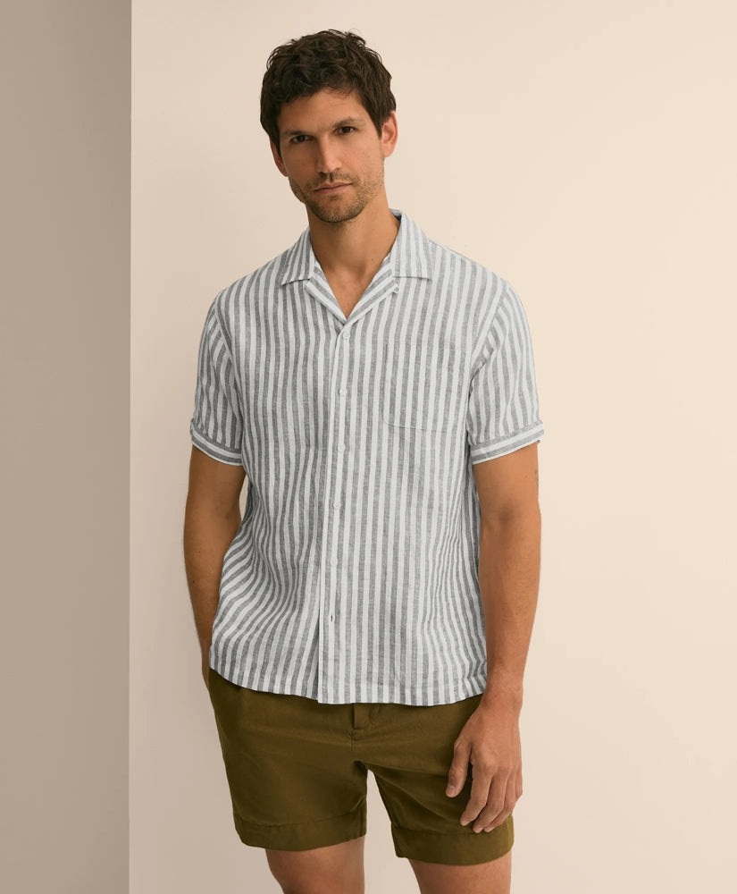 Irish Linen Short-Sleeve Camp Collar Sport Shirt | Brooks Brothers