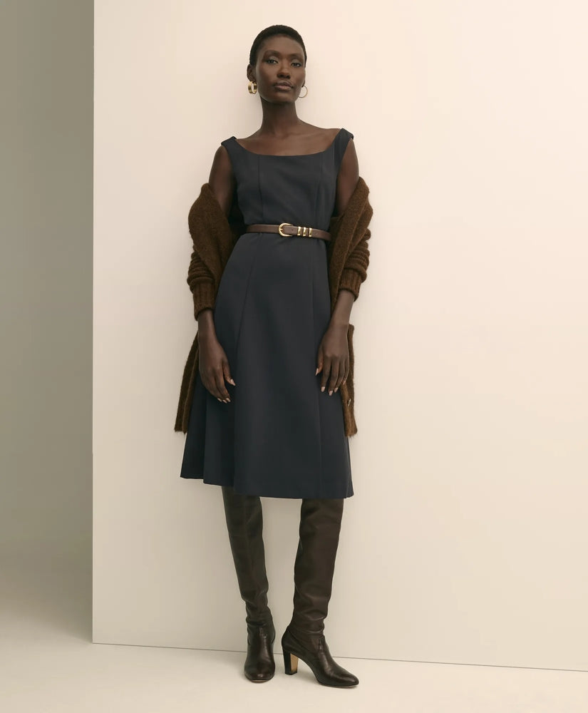 Jersey Scoop Fit-and-Flare Dress | Brooks Brothers
