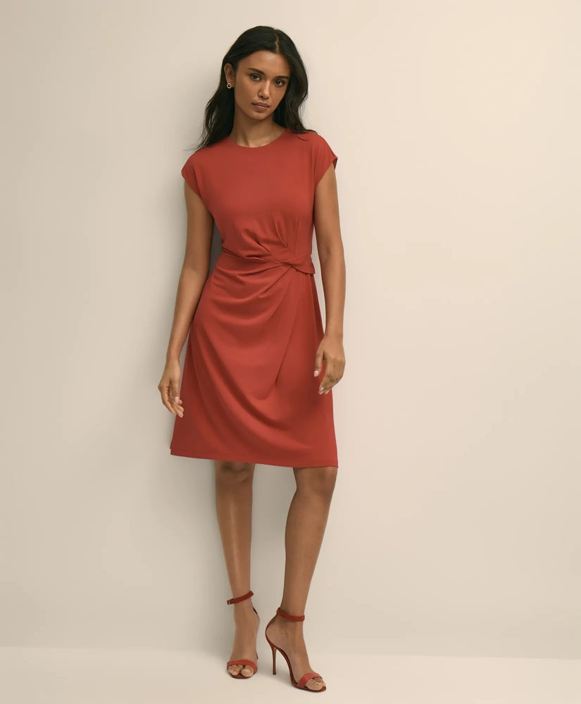 Jersey Cap-Sleeve Twisted-Detail Dress | Brooks Brothers