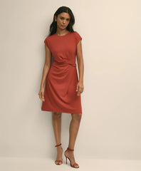 Jersey Cap-Sleeve Twisted-Detail Dress | Brooks Brothers