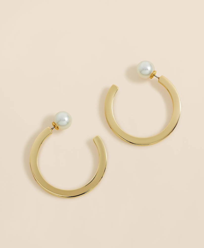 Large Hoop Earrings with Faux-Pearl Back Closure | Brooks Brothers