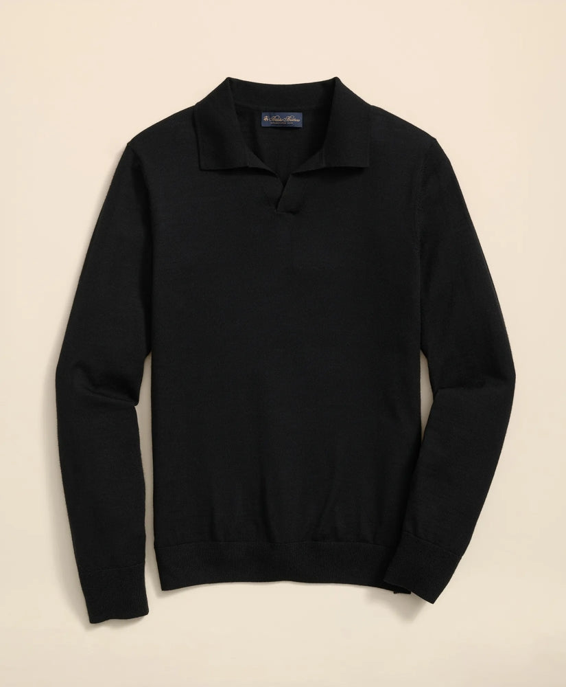 Lightweight Luxe All-Season Sweater, Johnny Collar | Brooks Brothers