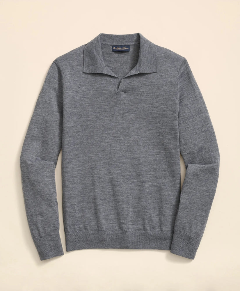 Lightweight Luxe All-Season Sweater, Johnny Collar | Brooks Brothers