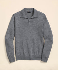 Lightweight Luxe All-Season Sweater, Johnny Collar | Brooks Brothers