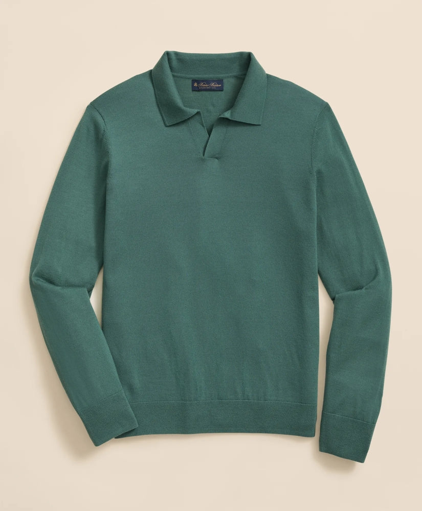 Lightweight Luxe All-Season Sweater, Johnny Collar | Brooks Brothers