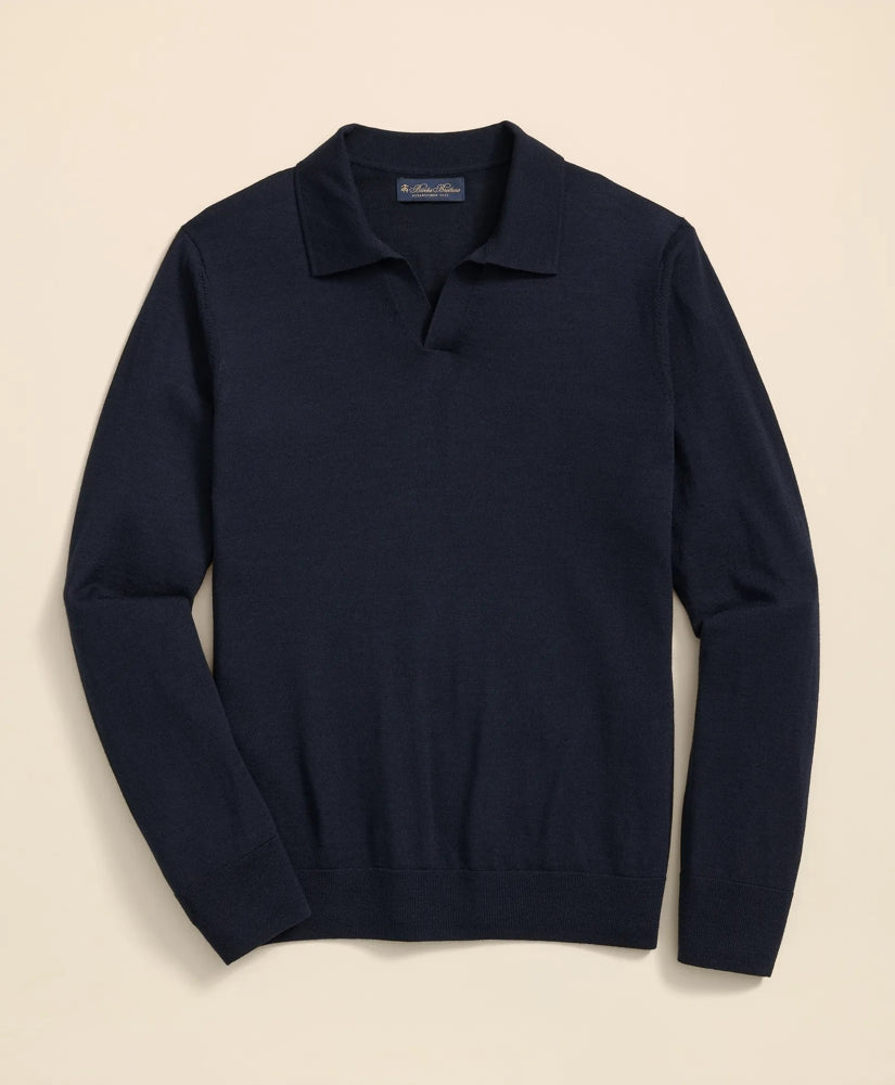 Lightweight Luxe All-Season Sweater, Johnny Collar | Brooks Brothers