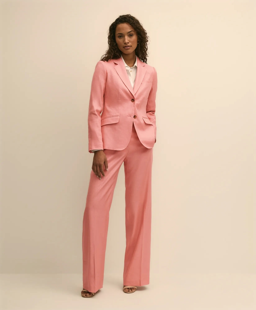 Linen-Blend Wide-Leg Pants | Brooks Brothers