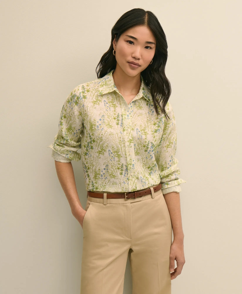 Linen Botanical Print Shirt | Brooks Brothers