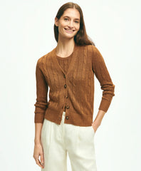 Linen Cable V-Neck Cardigan | Brooks Brothers