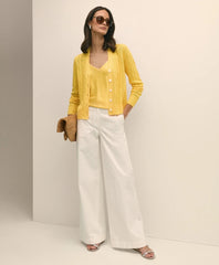 Linen Cable V-Neck Cardigan | Brooks Brothers