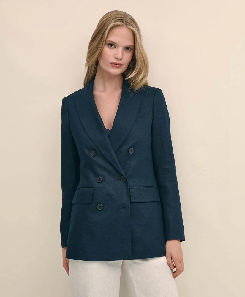 Linen Double-Breasted Peak Lapel Jacket | Brooks Brothers