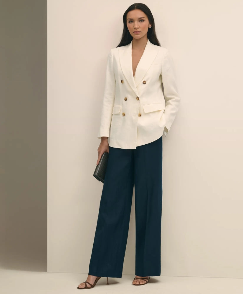 Linen Double-Breasted Peak Lapel Jacket | Brooks Brothers