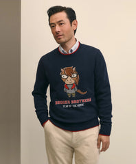 Men's Lunar New Year Merino Wool-Blend Intarsia Crewneck Sweater | Brooks Brothers