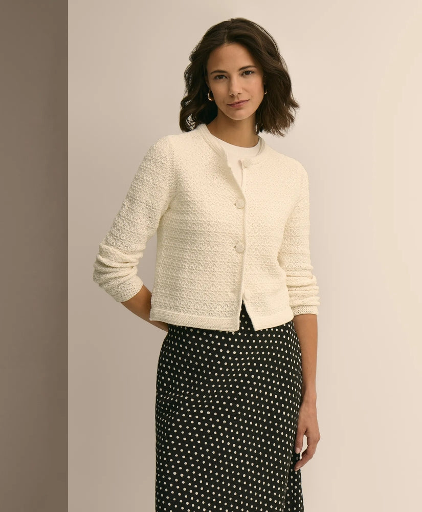 Mercerized Cotton Crochet Sweater Jacket | Brooks Brothers