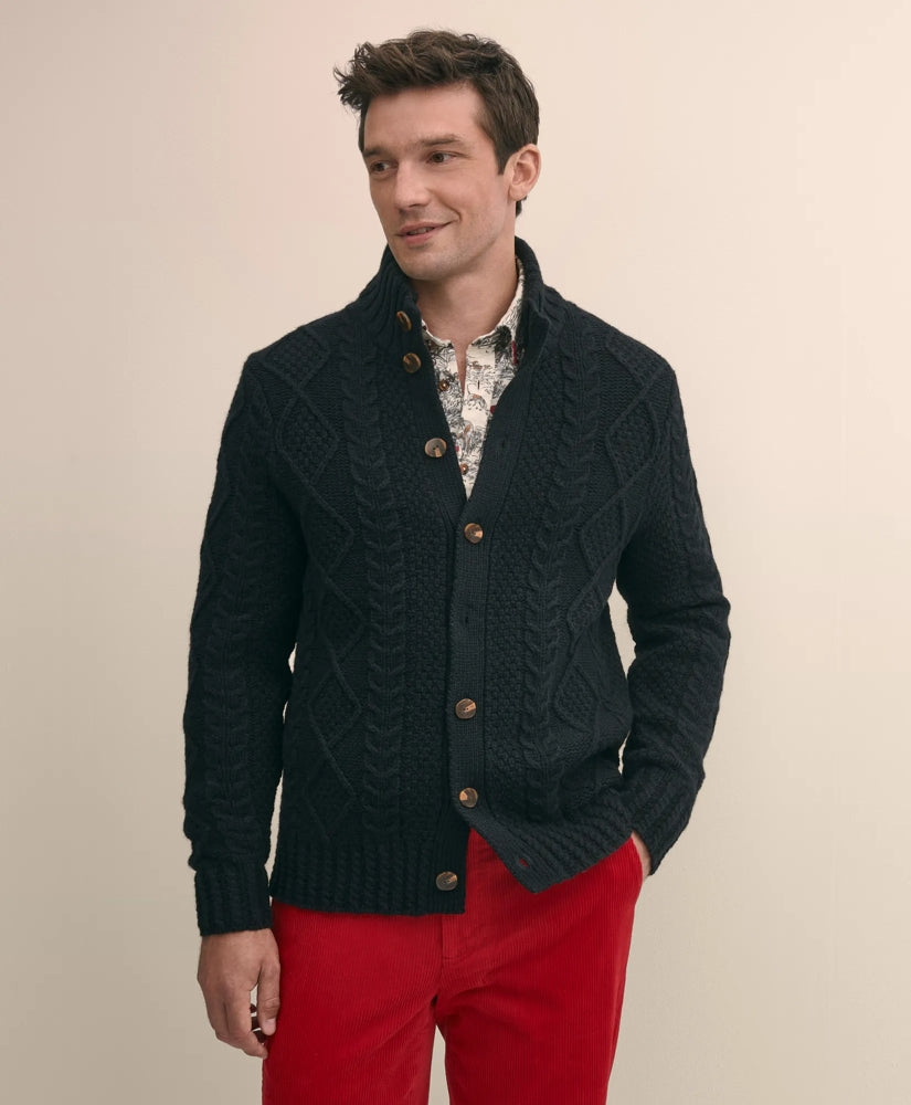Merino Aran Cable Cardigan | Brooks Brothers