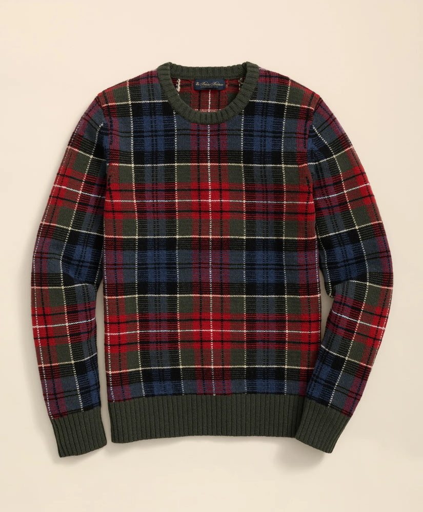Merino Wool Archive Plaid Intarsia Sweater | Brooks Brothers