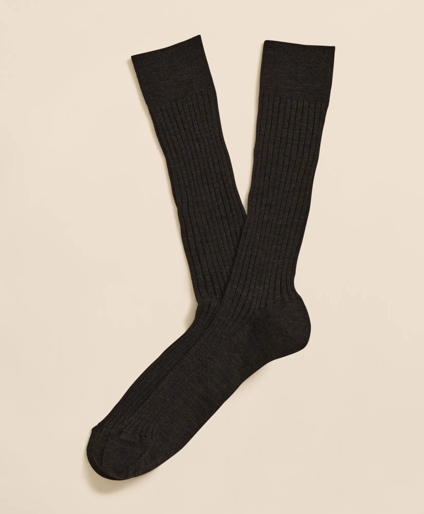 Merino Wool Blend Ribbed Socks | Brooks Brothers
