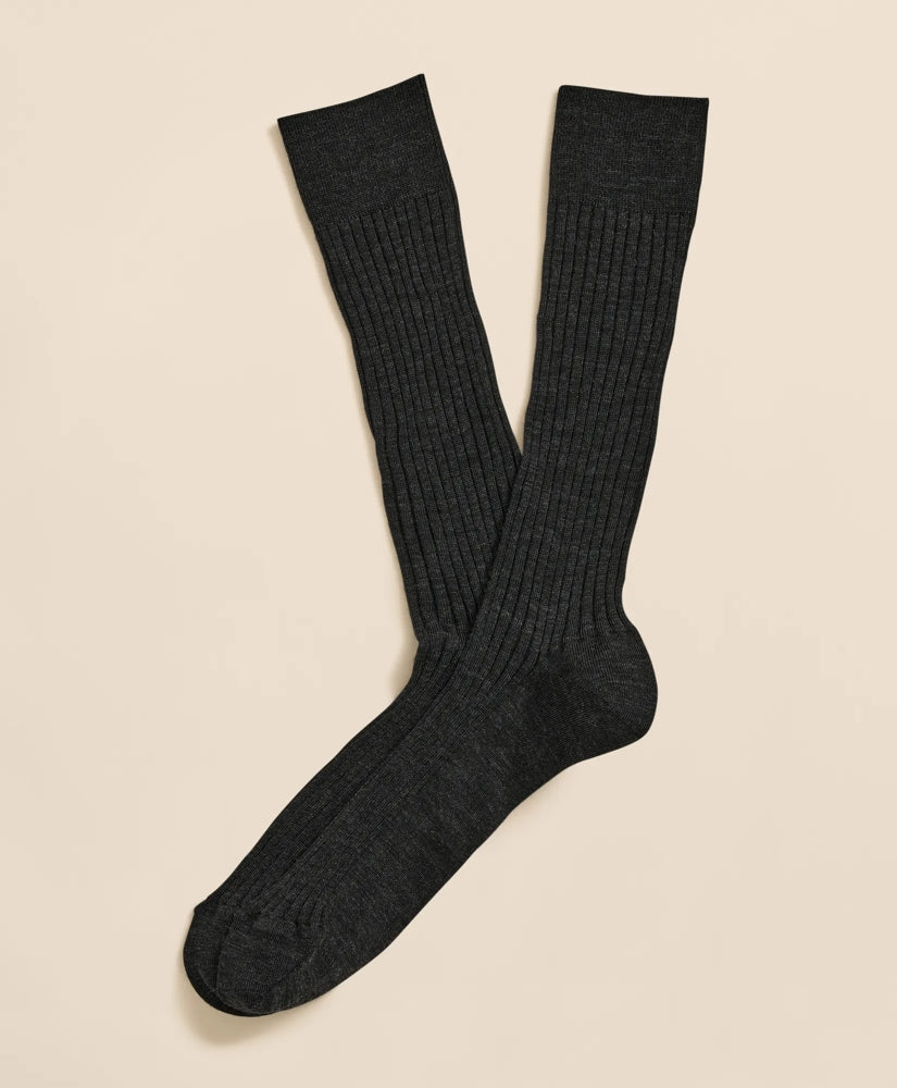 Merino Wool Blend Ribbed Socks | Brooks Brothers