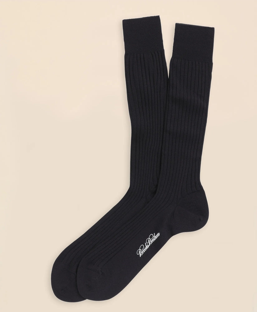 Merino Wool Ribbed Crew Socks | Brooks Brothers
