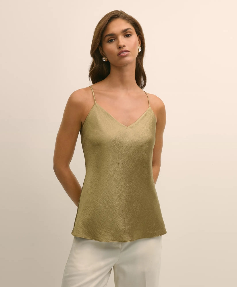 Viscose Bronze-Gold V-Neck Camisole | Brooks Brothers