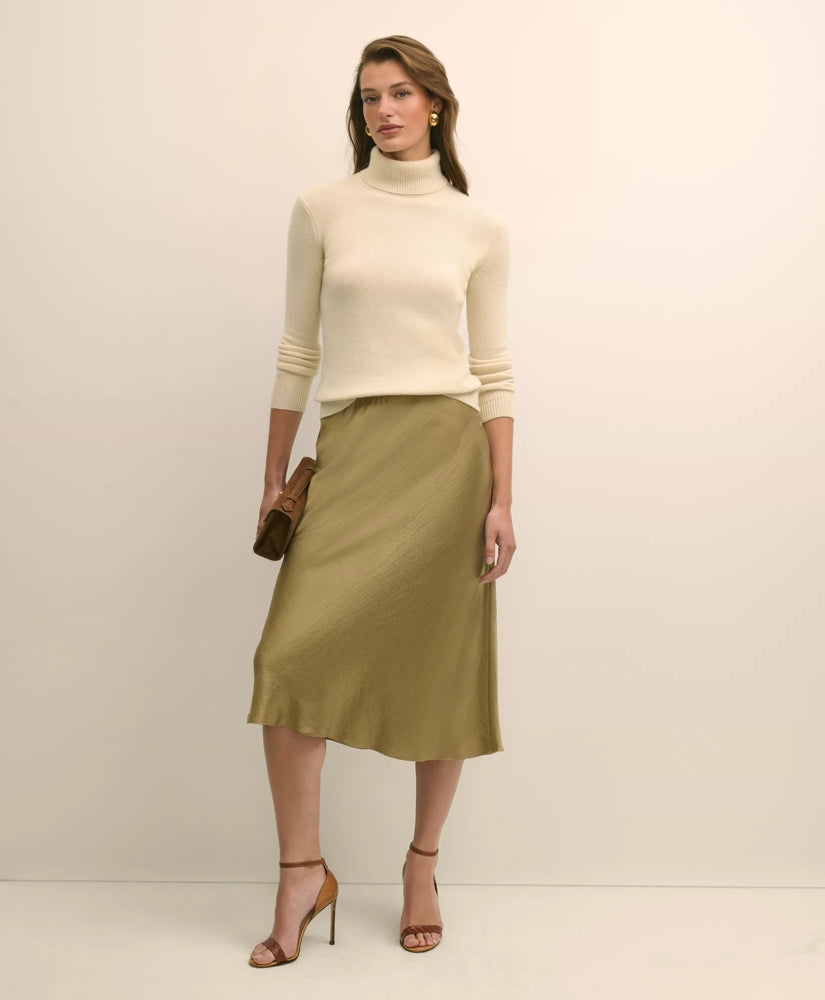 Viscose Bronze-Gold Slip Skirt | Brooks Brothers