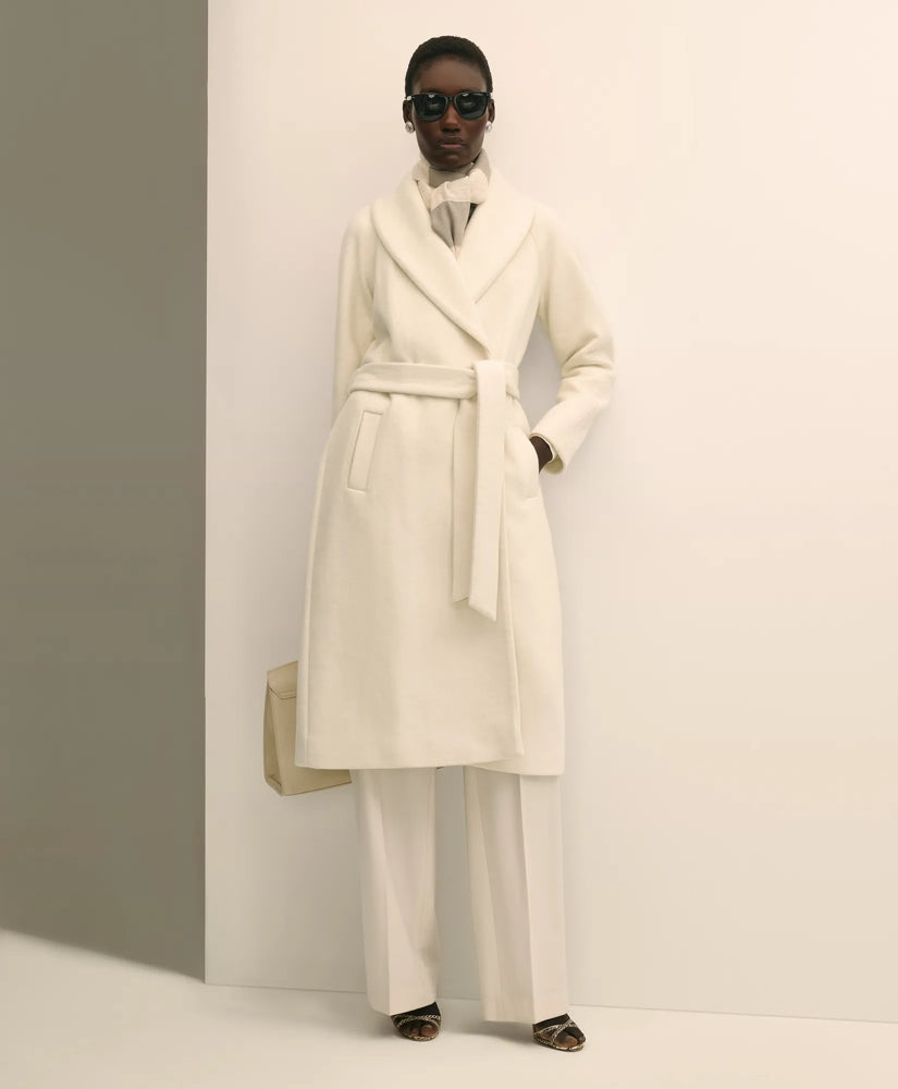 Wool Blend Shawl-Collar Wrap Coat | Brooks Brothers
