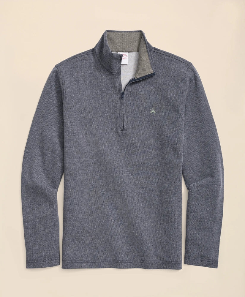 Cotton Blend Pique Quarter-Zip | Brooks Brothers