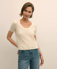 Wool-Cashmere Blend Brushed Short-Sleeve Sweater Shell | Brooks Brothers
