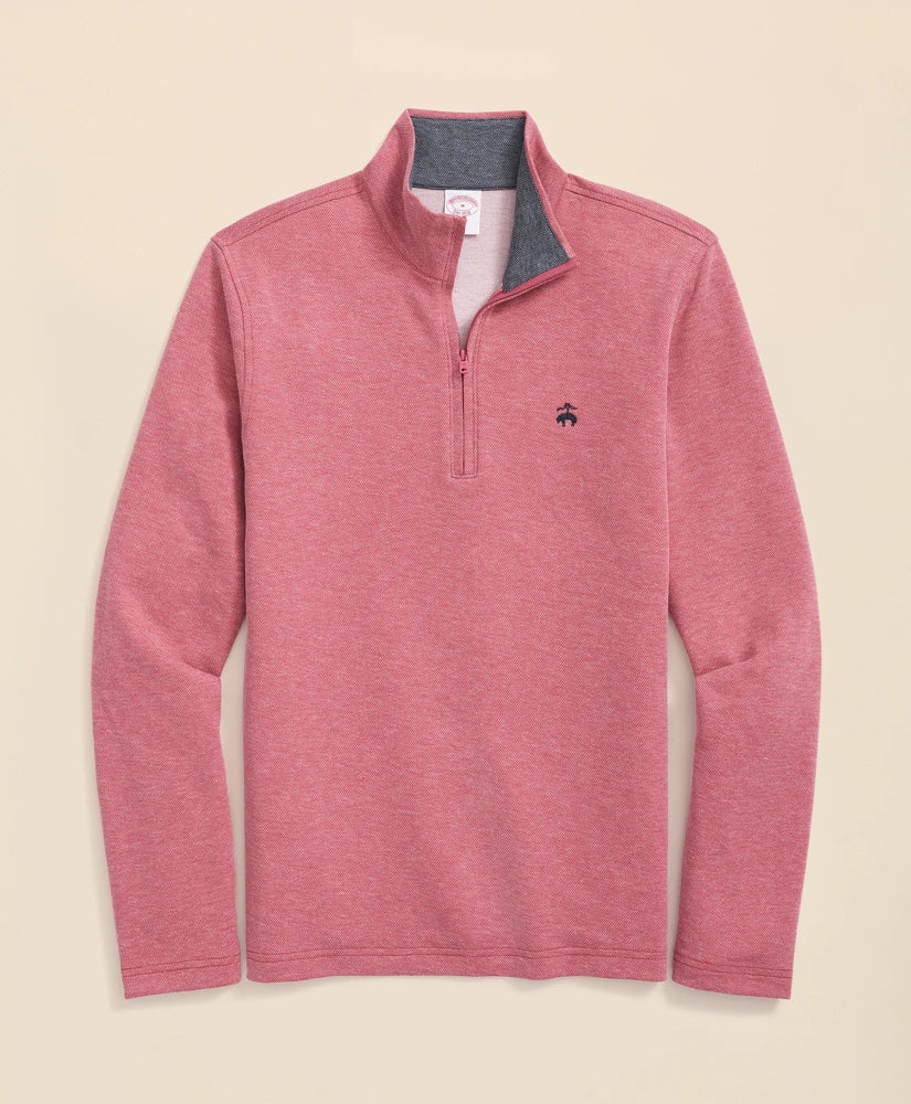 Cotton Blend Pique Quarter-Zip | Brooks Brothers