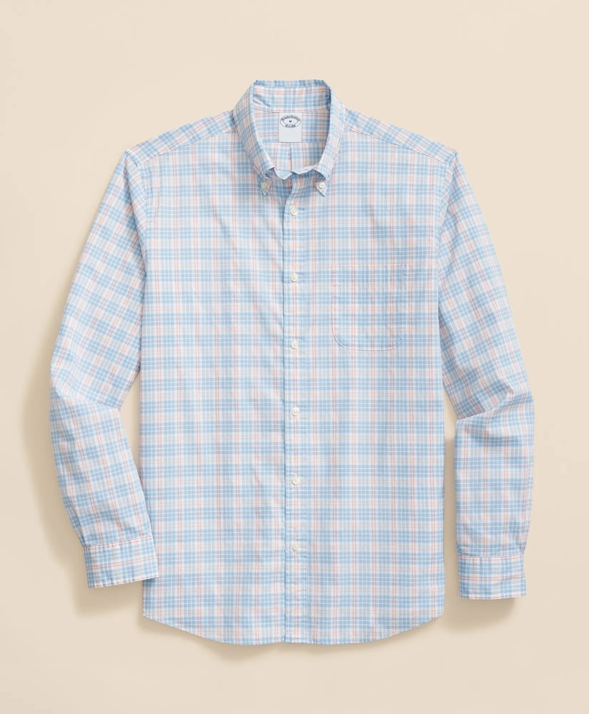 Performance Series Stretch Polo Button-Down Collar, Checked Sport Shirt | Brooks Brothers