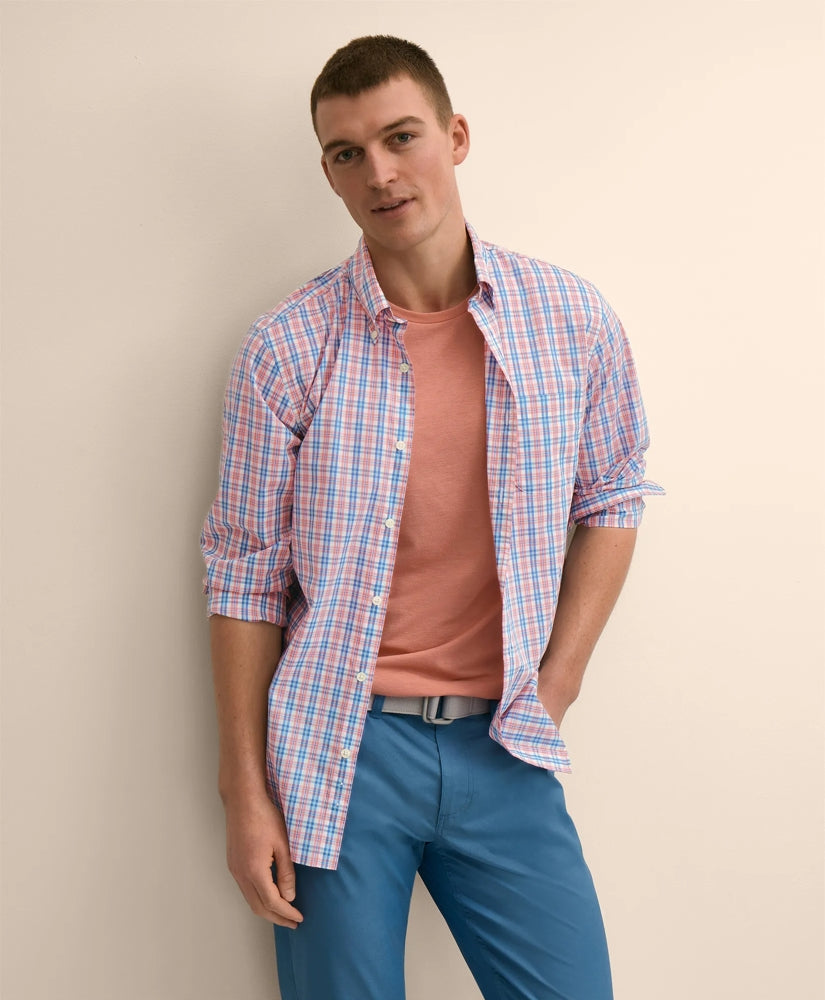 Performance Series Stretch Polo Button-Down Collar, Check Sport Shirt | Brooks Brothers