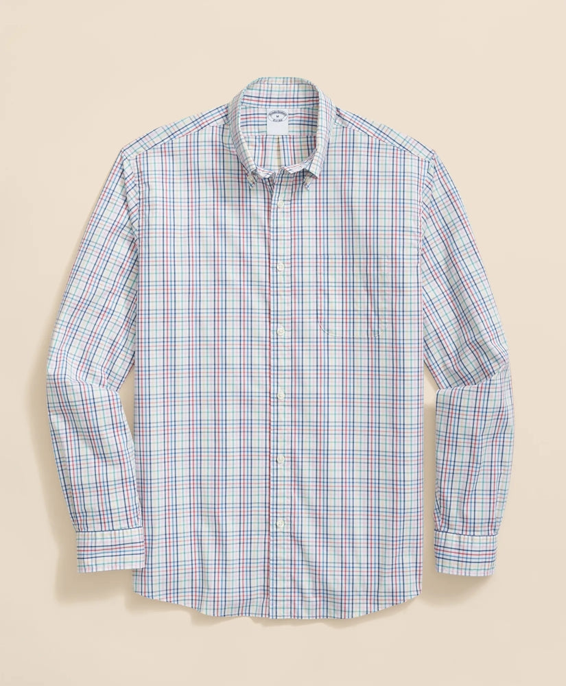 Performance Series Stretch Polo Button-Down Collar, Windowpane Sport Shirt | Brooks Brothers