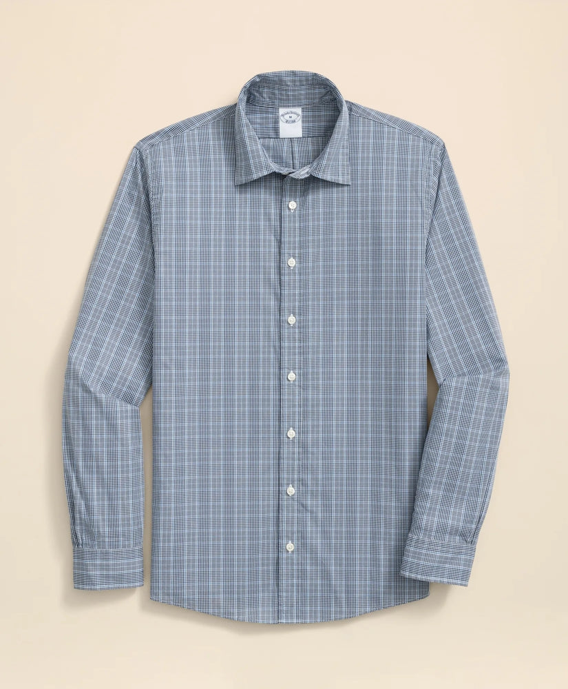 Performance Series Stretch Spread Collar, Glen Plaid Sport Shirt | Brooks Brothers